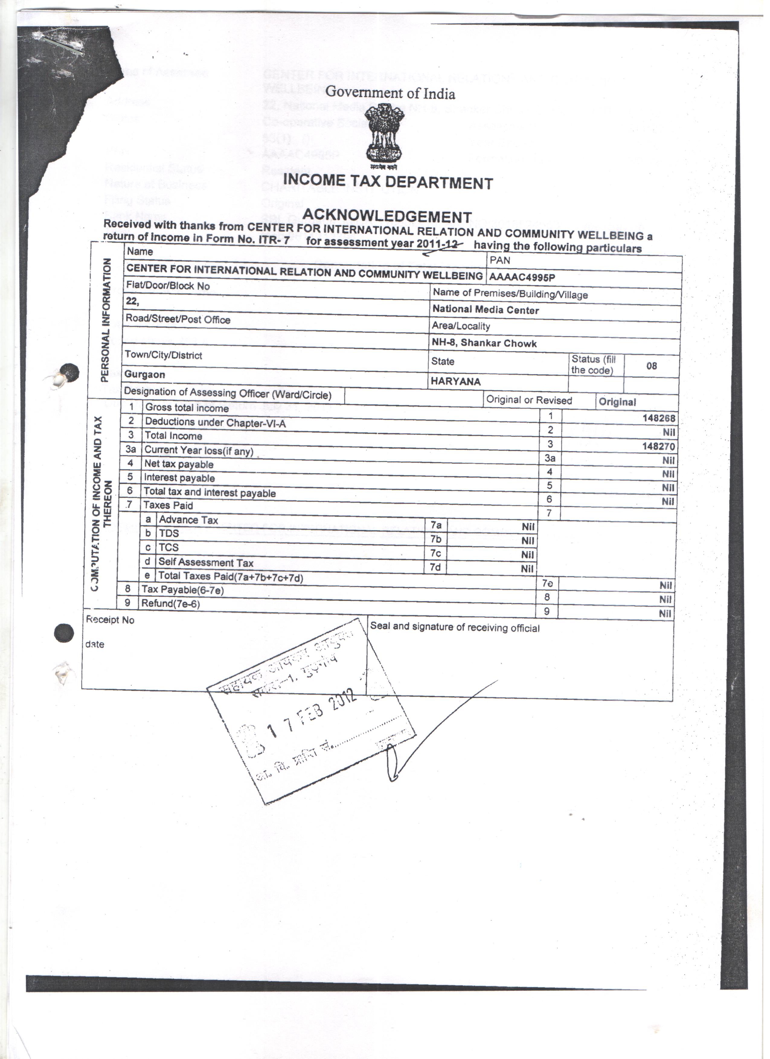 CIRC Tax exemption certificate - 