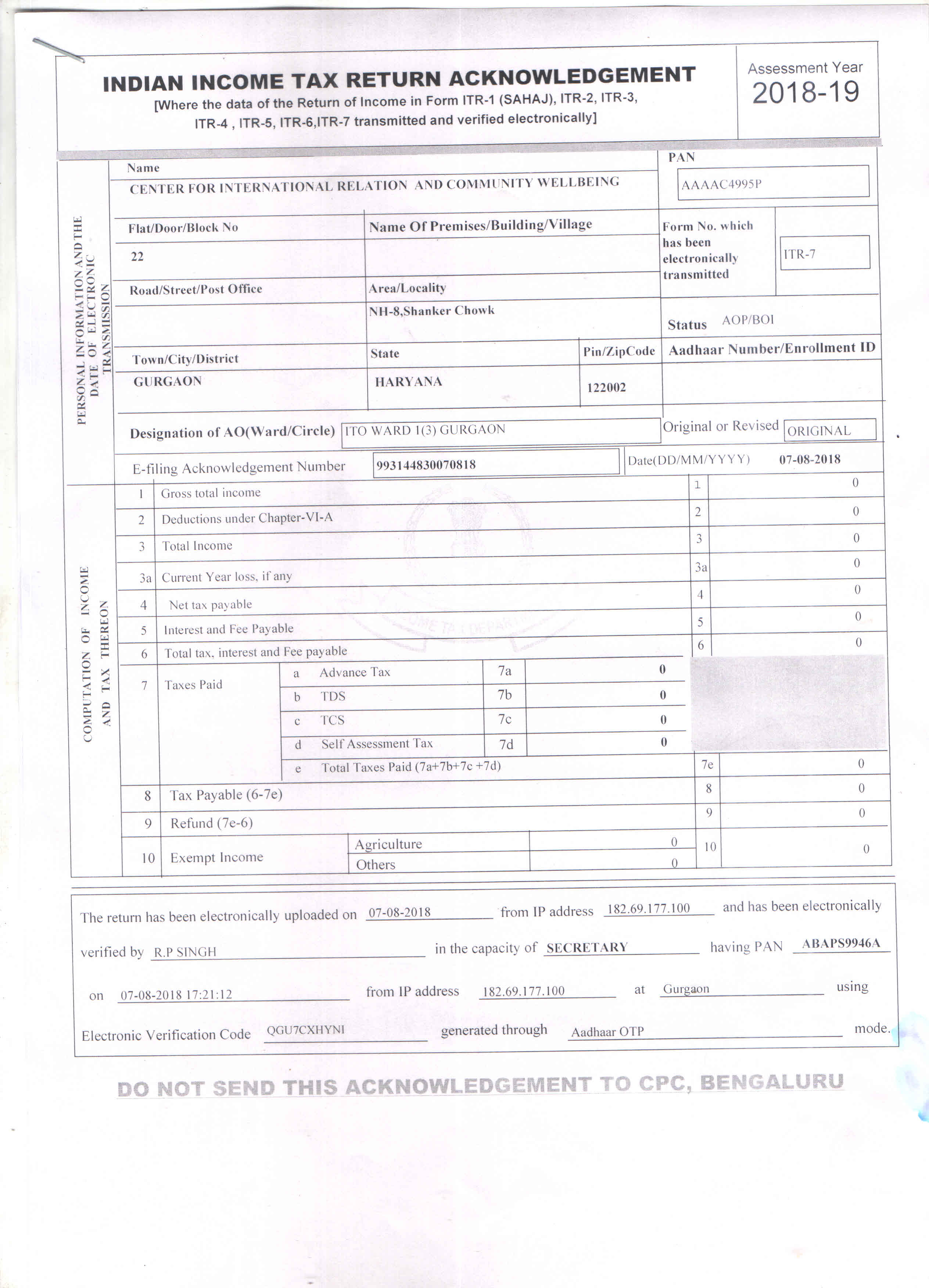 CIRC Tax exemption certificate - 